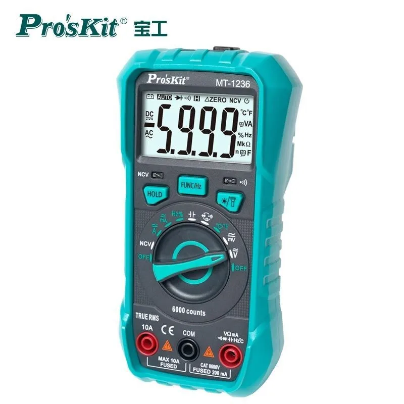 Цифровой мультиметр Pro'sKit MT-1236-C 3-5/6 True-RMS новый многофункциональный для тестера