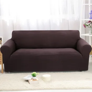 

1/2/3/Seat Tight Wrap Sofa Cover Solid Color Elastic Sofa Cover Knitted Stretch Slipcover Sofa Cover All-inclusive Living Room