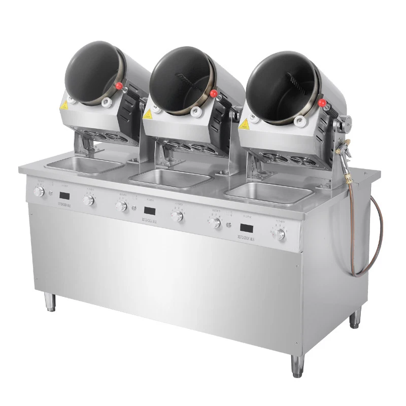 

Commercial Cooking Machine Multifunction Automatic Intelligence Three Head Robot Rollers Combination Fried Equipment Knob Type