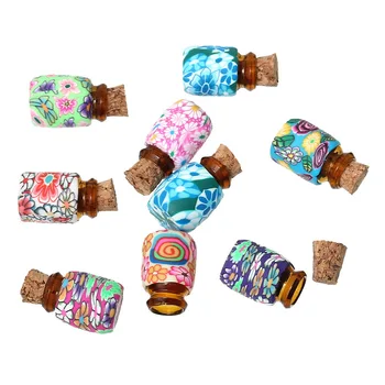 

10pcs/set Mini Glass Gift Bottle 1 Ml Storage Jars Charms Soft Ceramics Wedding Bottle Gifts With Wood Stopper New