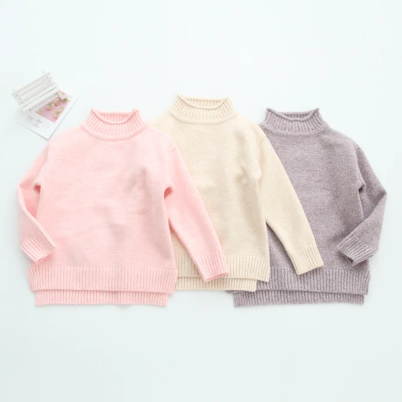 

Small Comfortable ~ 9139 Tmall Signature-Slightly Curled Half-Turtle-Neck Solid Color Sweater Girls Warm Sweater