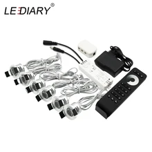LEDIARY Spot LED z możliwością przyciemniania 12V Mini oprawy sufitowe zestaw wpuszczany 1.5W 27mm otwór do cięcia srebrzysty szary lampa zdalnie sterowana