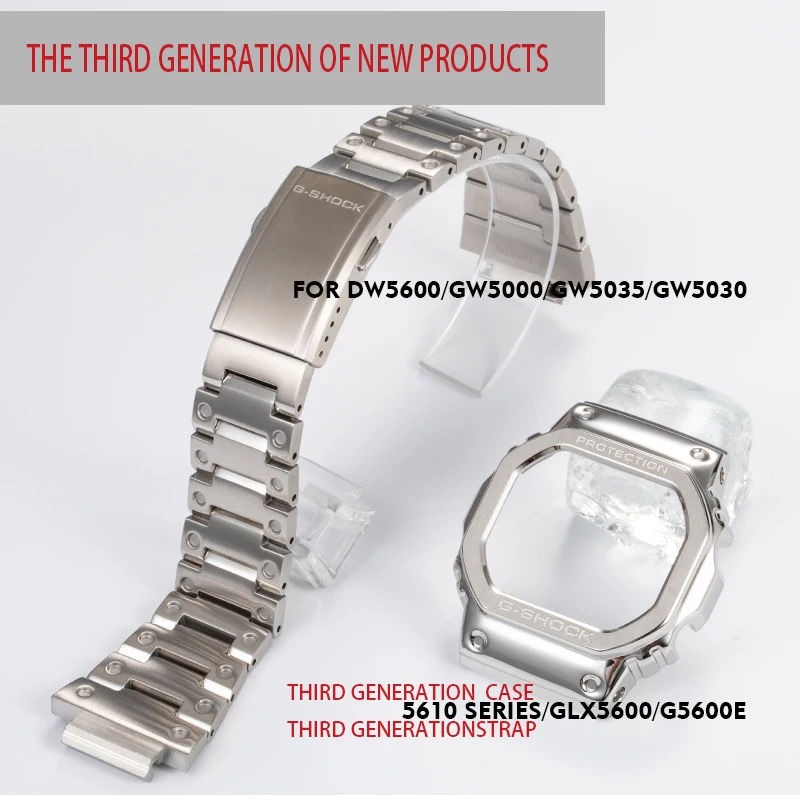 

316L stainless steel watchband bezel/case DW5600 GW5000 GW-M5610 metal strap steel belt tools for men/women gift