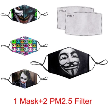 

Reusable Protective PM2.5 Mask Face Unisex Dust Washable Joker Funny Print Mouth Muffle Masks Bacteria Proof Flu Mouth Mask