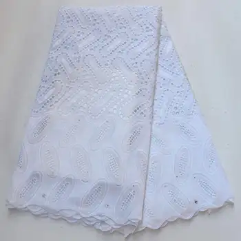 

Latest Design African Dry Lace Fabrics High Quality Cotton Lace Fabric Pure White Stones Swiss Voile Lace In Switzerland FD6BGF