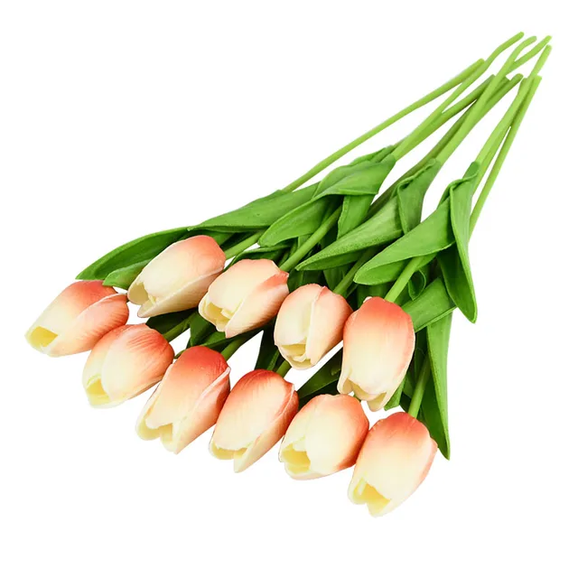10PCS Tulip Artificial Flower Real Touch Artificial Bouquet Fake Flower for Wedding Decoration Flowers Home Garen Decor N