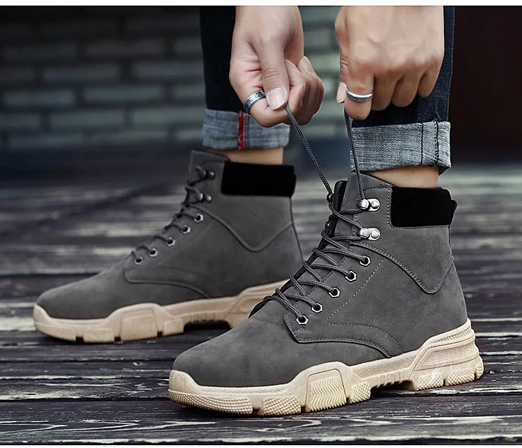 KAMUCC PU Leather Men Boots Winter Autumn Ankle Boots Wild Footwear British Wind Shoes Men High Quality Chelsea Men Shoes