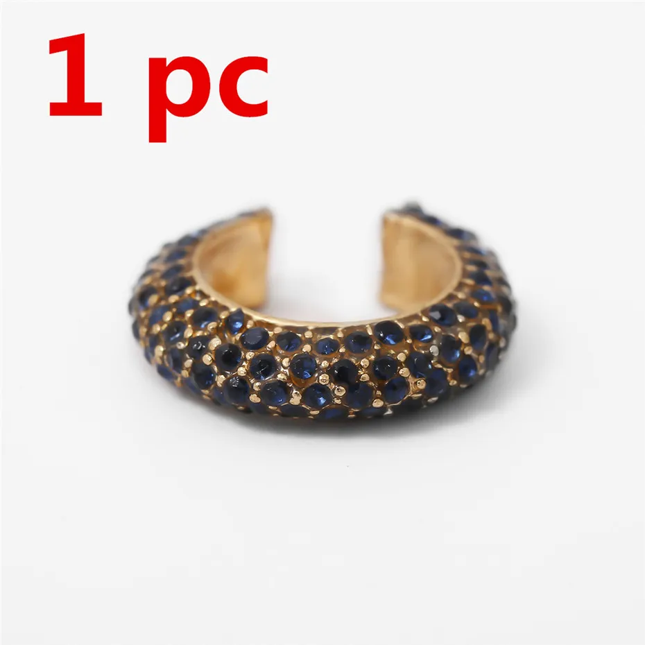 Black 1pc Готические радужные серьги-каффы с кристаллами для женщин Brincos, маленькие серьги без пирсинга, свадебные ювелирные украшения для ушей, подарочные серьги-Каффы - Окраска металла: Black 1pc