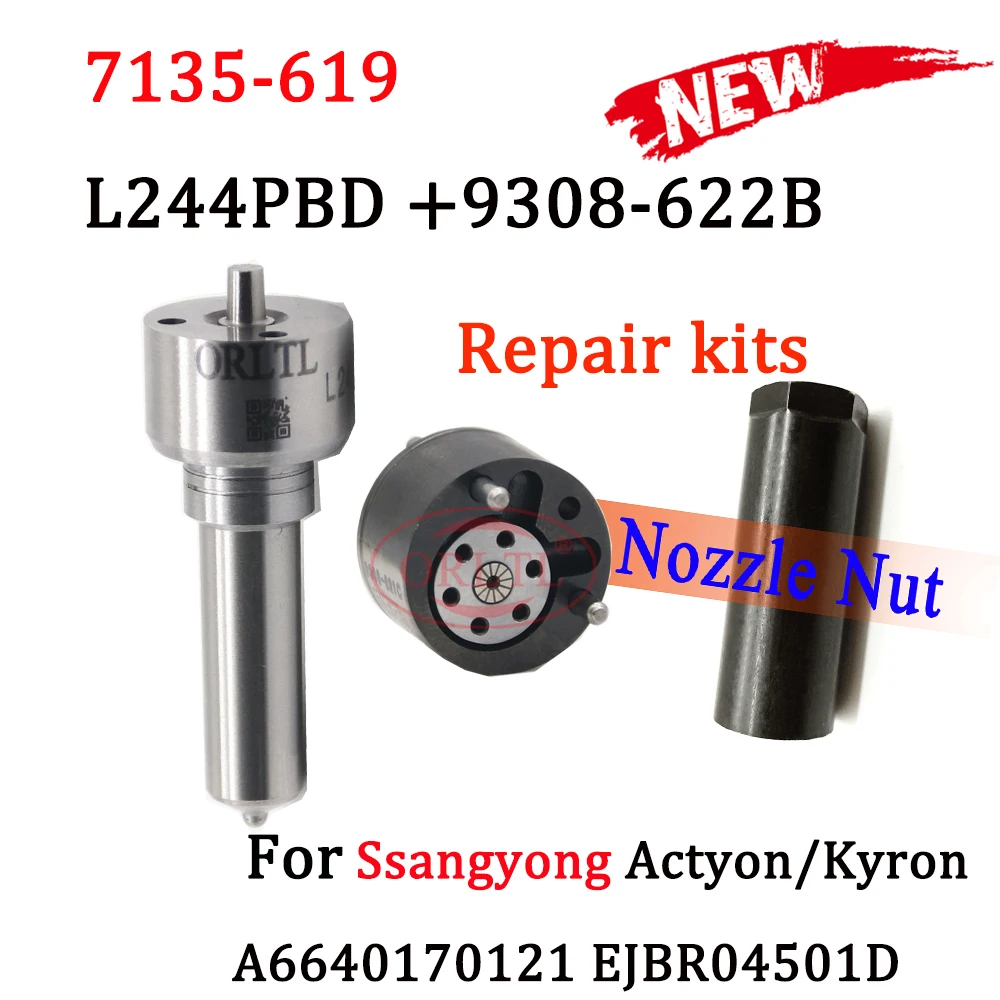 

ORLTL Nozzle L244PRD Control Valve 9308-622B Repair Kits 7135-619 Diesel Injector L244PBD for SSANGYONG EJBR04501D A6640170121