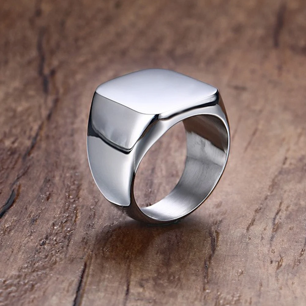 Мужское квадратное кольцо на палец из нержавеющей стали Классическое Античное простое металлическое кольцо высококачественное обручальное кольцо ювелирные изделия геометрическое обручальное кольцо
