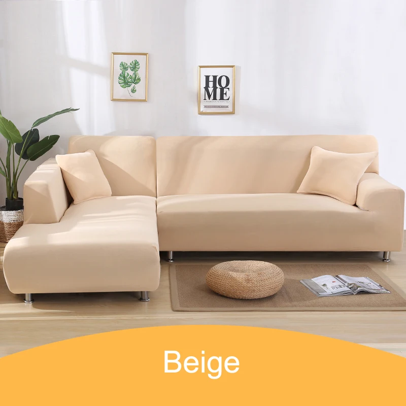 22-Beige Новые однотонные Угловые чехлы для диванов для гостиной, эластичные чехлы для диванов в форме L, эластичные Чехлы для мебели 1, 2, 3, 4 сиденья для домашних животных - Цвет: 22-Beige