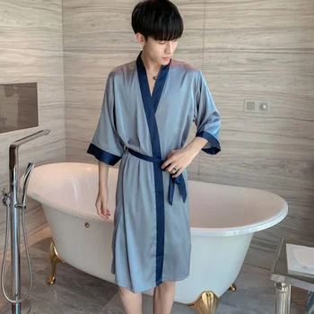 

Spring And Summer New Men Thin Silk Robe Shorts Two-Piece Sets Fashion Couple Nightgown Home Clothes Hot Selling Халат пижама