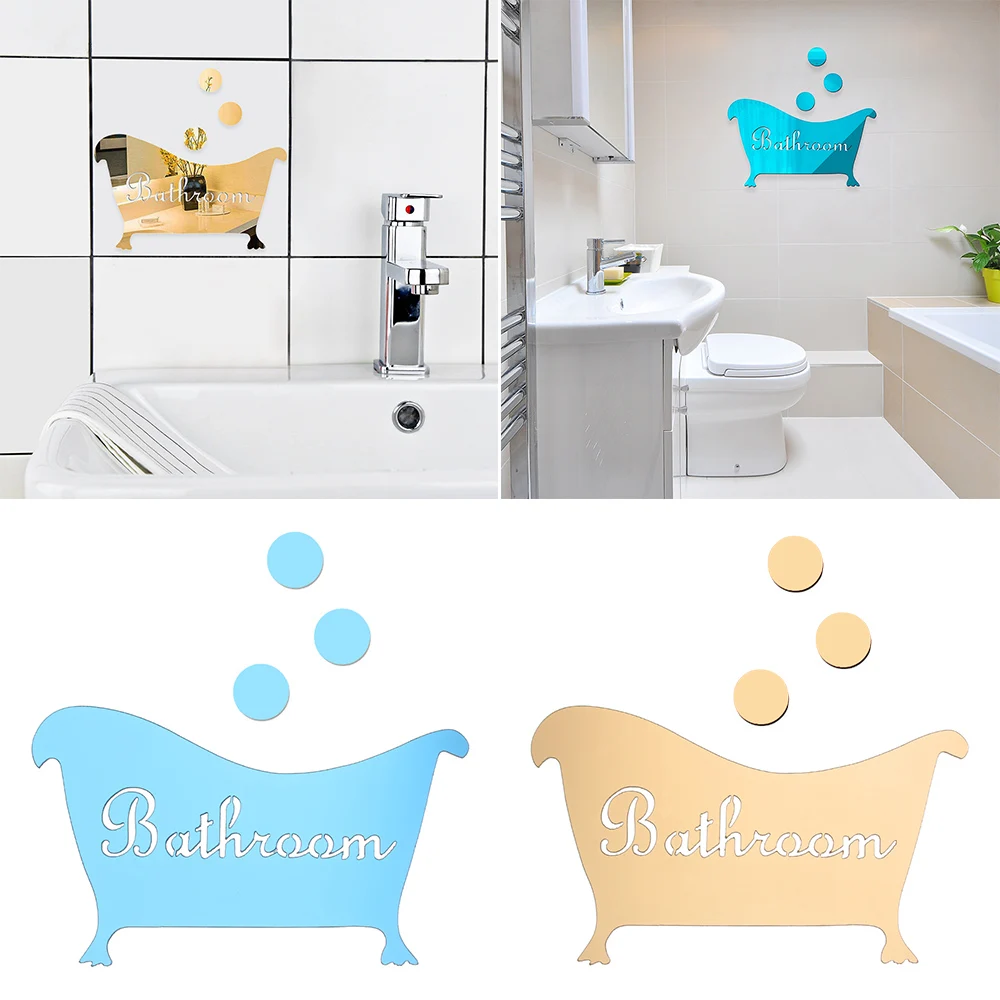 Wall Stickers 3D Mirror Wall Sticker Funny Door Entrance Sign Kids Men Women Bathroom DIY Wall Stickers Decals Bar Home Decor