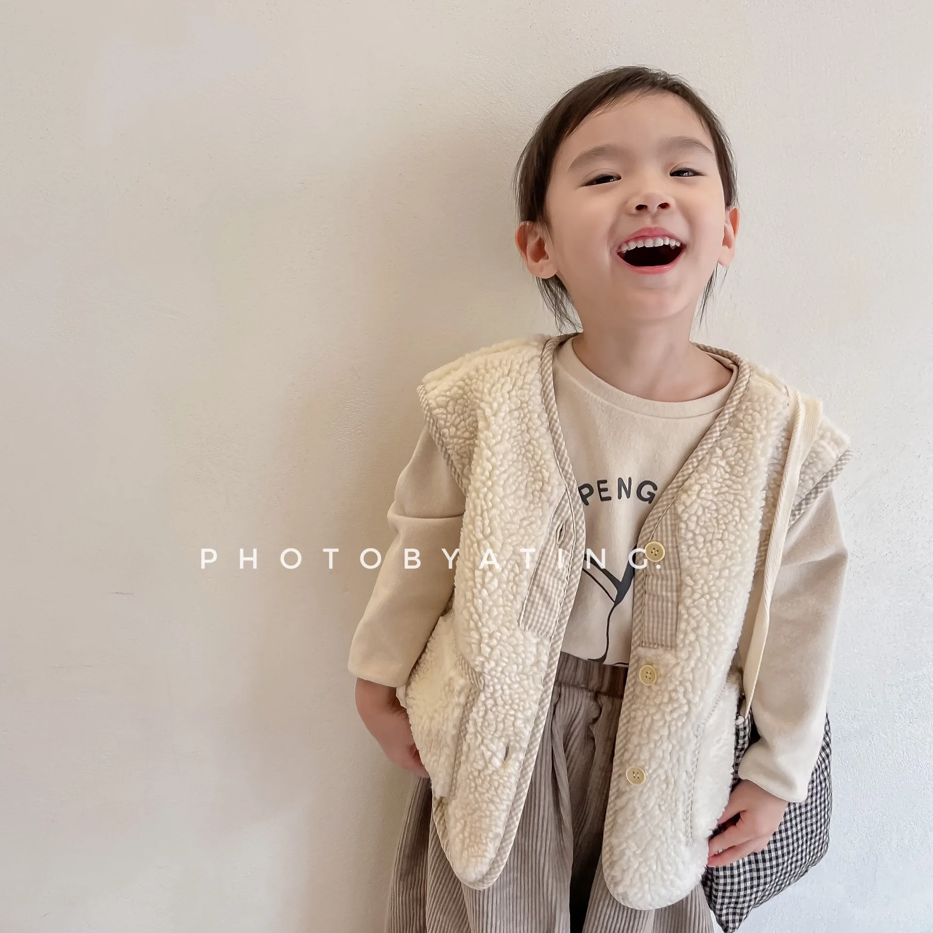Winter Warm Kids Vest Solid Baby Sleeveless Lamb Wool Coat Children Thicken Vest Cotton Girls Windproof Children Jacket
