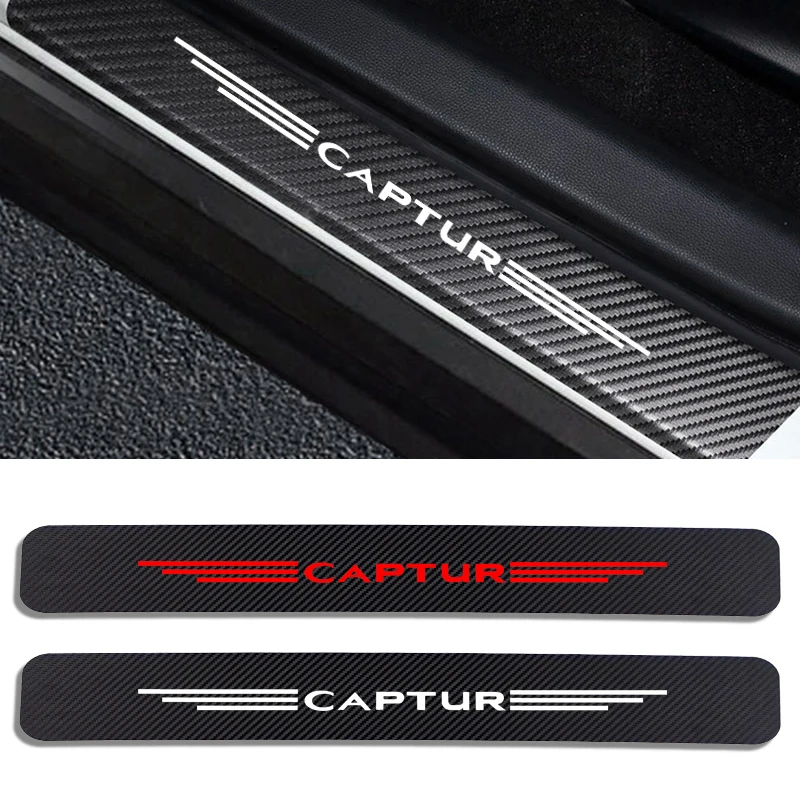Auto Stickers Door Threshold Vinyl Protector For Renault CAPTUR Car Sill Scuff Plate Guard Carbon Fiber Decor Accessories | Автомобили и