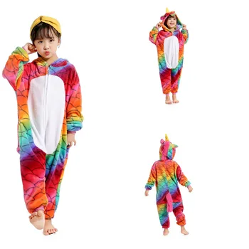 

kid child unisex kigurumi pajamas sleepwear one piece home suit animal anime nightgown purple unicorn tenma party nightwear
