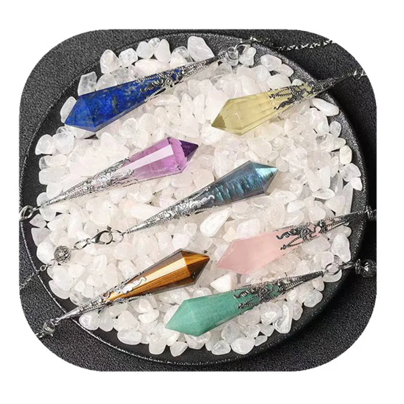 

New arrivals spiritual crystal craft jewelry natural quartz blue flash labradorite crystal pendulums for Healing Reiki