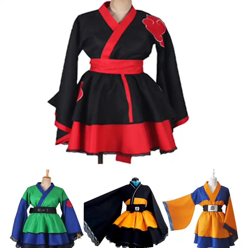 Naruto Shippuden Costumes Naruto Akatsuki Lolita Skirts Lolita Kimono Dress Anime Cosplay Halloween Ladies Party Uniform Aliexpress