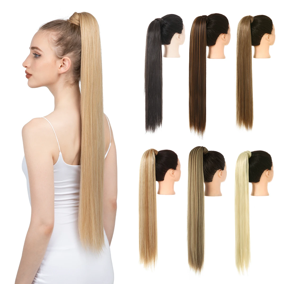 Hairpiece Ponytail Smooth Human Hair | Pigtail Natural Hair Extensions -  Synthetic - Aliexpress