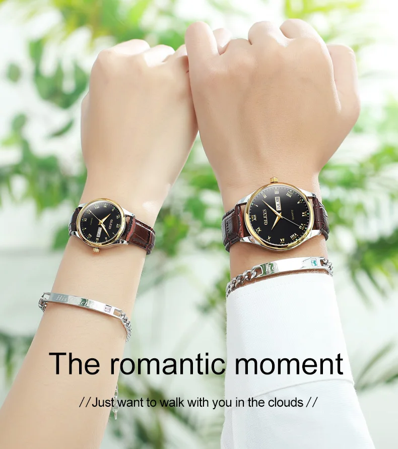 Часы для влюбленных, кварцевые часы для мужчин и женщин, роскошные часы от ведущего бренда OLEVS, водонепроницаемые часы, модные светящиеся часы с кожаным ремешком, новинка, uhr