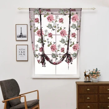 

American Pastoral Purple Roman Curtain for Kitchen Tulle Lifting Curtain Living room Door Corridor Small Bay Window Decor DLW223
