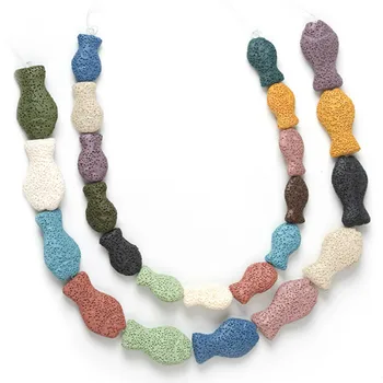 

Natural volcanic rock fish-shaped beads Colored volcanic rock fish-shaped loose beads for jewelry making DIY bracelet necklace