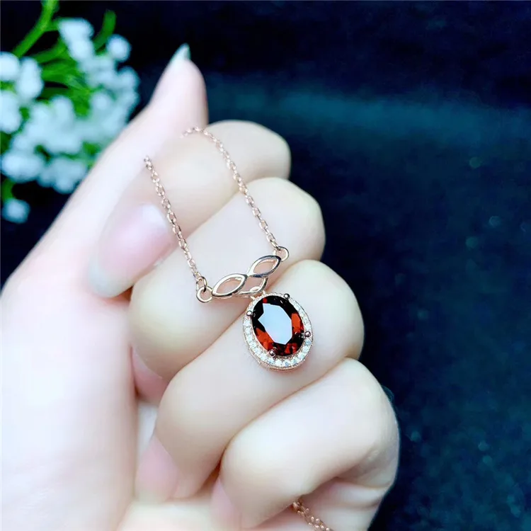 Wanglong 925 пробы серебро натуральный драгоценный камень 7*9 мм натуральный гранат ключицы цепи Эльф на полке Рождество для женщин ювелирные изделия