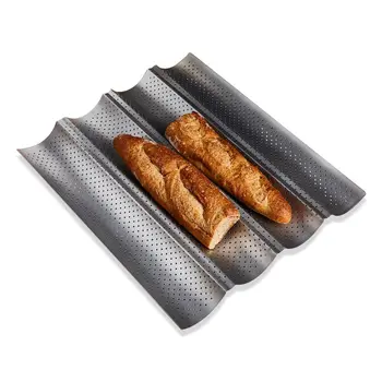 

New 100% Food Grade Carbon Steel 4 Groove 3 Groove 2 Groove Wave French Bread Baking Tray For Baguette Bake Mold Pan Hot