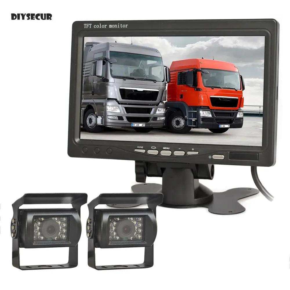 

DIYSECUR AHD 7" TFT LCD Car Monitor Rear View Monitor 2 x Waterproof IR Night Vision 1080P AHD Camera for Bus Houseboat Truck