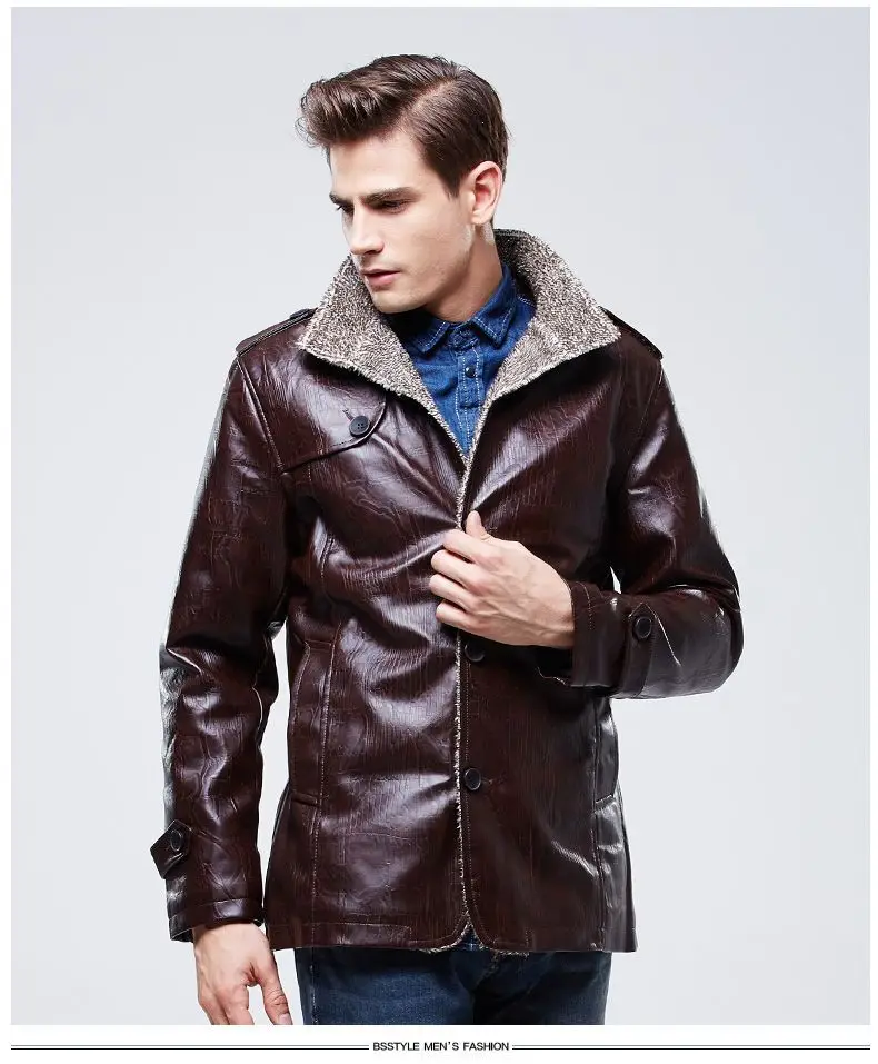 Осень Новая мода Slim Fit Casaco Masculino стоячий воротник мягкая подкладка мужская кожаная куртка большой размер 5XL
