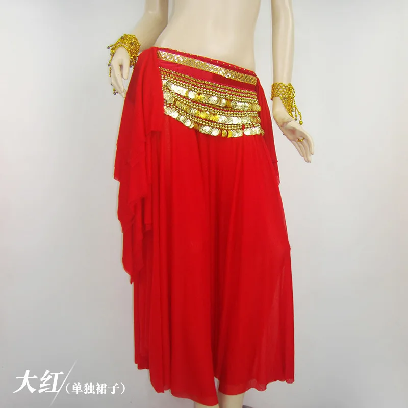 Танцевальный костюм для девочек, индийские украшения, цыганский танец живота, юбка, черный танцевальный сари, индийские платья для женщин с блестками - Цвет: Bright red