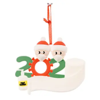 

PVC Material Soft 2020 Christmas Tree With Face Mask Cute Snowman Santa Doll Hanging Christmas Pendants