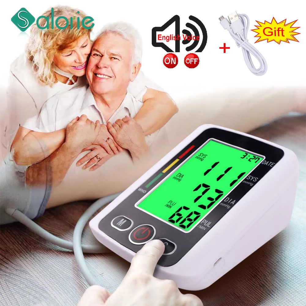 Smart Voice Arm Blood Pressure BP Monitor meter Cuff Medical Nurse Device LCD Display Sphygmomanometer Home Health Detector Tool | Красота и