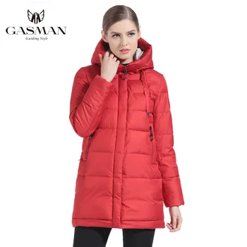 

GASMAN 2019 Winter Women Down Jacket Brand Medium Length Female Thick Hooded Down Parka Women Coat White Women Cloth Winter 1822