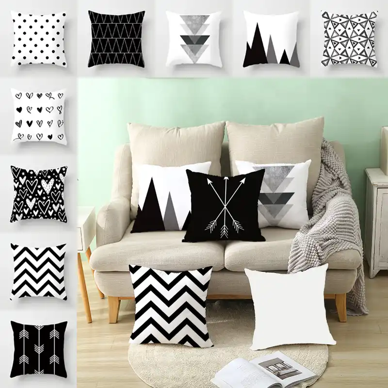 45*45 см квадратная наволочка в скандинавском стиле, мягкая бархатная наволочка с геометрическим рисунком, черная и белая наволочка для плохих объятий, новогодний декоративный текстиль