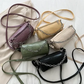 

Chain Female Tote Bag2020 New Vintage Luxury Designer Retro Small Cylinder Messenger Bag Student Pu Shoulder Bag Women Handbag