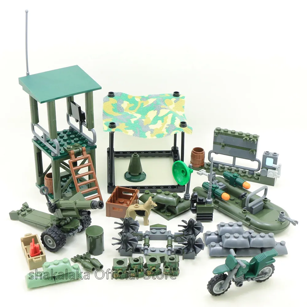 

4 in 1 Battle Line Military Soldier German Army World War 2 SWAT Camouflage Weapon Gun navy seals Building Blocks Boy Toy Gift