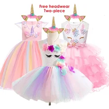 Вечерние платья с единорогом; Детские платья для девочек; костюм Эльзы; платье для девочек; детское платье принцессы для девочек; детское платье на Рождество и год