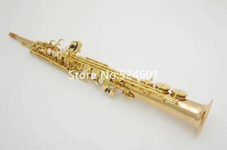 

MARGEWATE straight Soprano Saxophone WO2 B flat Gold Lacquer Brass musical instruments with Case mouthpieces Accessories