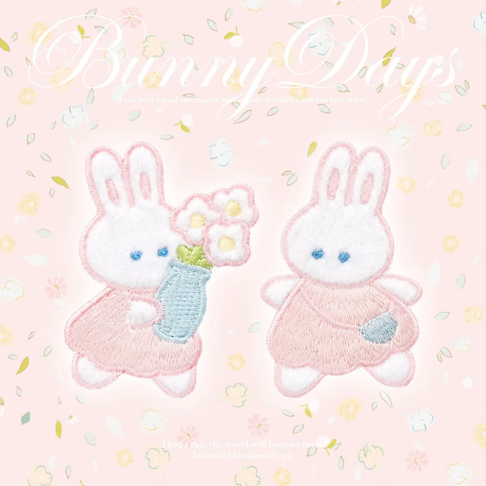 Simpatico Cartone Animato Coniglio Ricamo Adesivi Ferro Su Toppe Parches Bordados Coudre Adesivi Panno Naszywki Na Ubrania Toppe Vestiti