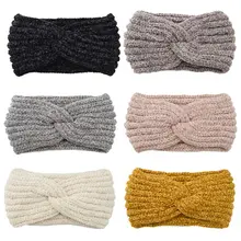 Для женщин зимние трикотажной вельвет крест завязанный Бандана Теплее