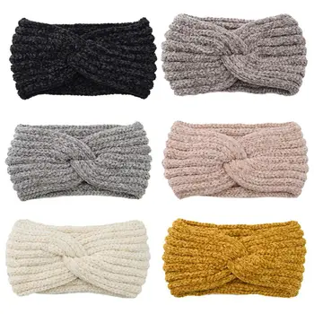 

Women Winter Ribbed Knit Corduroy Velvet Cross Knotted Bandana Warmer