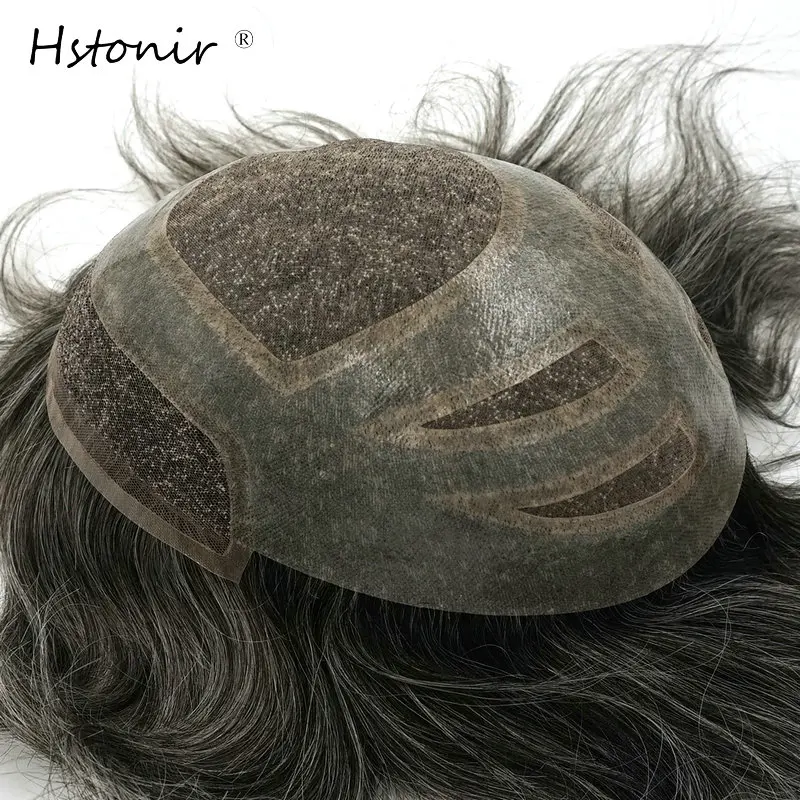 Hstonir индийские волосы Remy мужские волосы заменяют мужские швейцарские кружева спереди с моно и ПУ парик для мужчин H010
