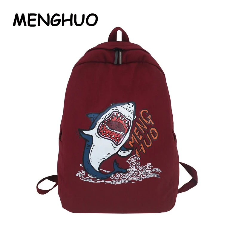 

Menghuo Fashion Korean Women Backpacks for Teenagers Travel Backpacks Shark Printing Female Travel Girls School Backpack