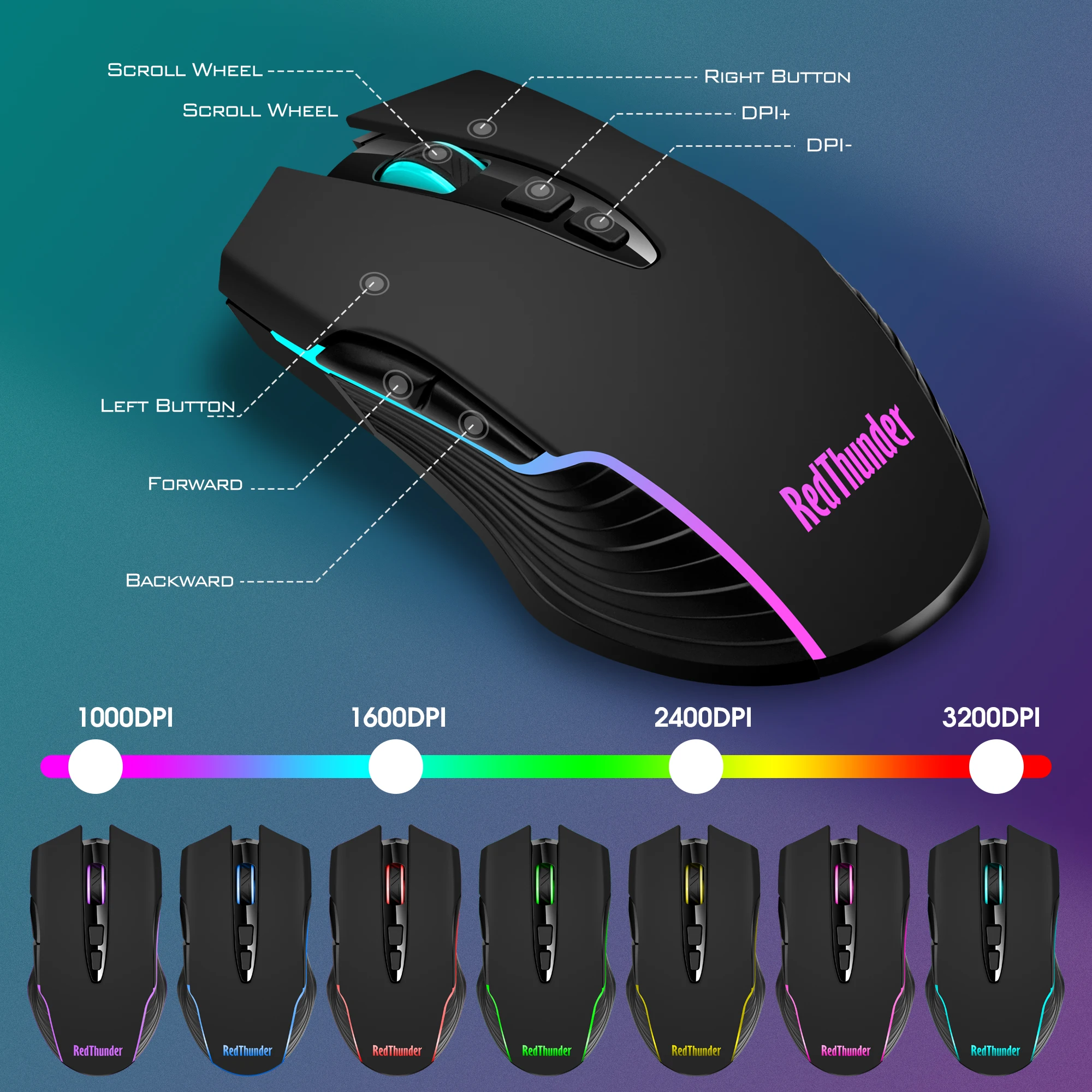 Redthunder K10 Wireless Gaming Keyboard And Mouse Combo, Led Redthunder K10 Wireless Gaming Keyboard And Mouse Combo, Led