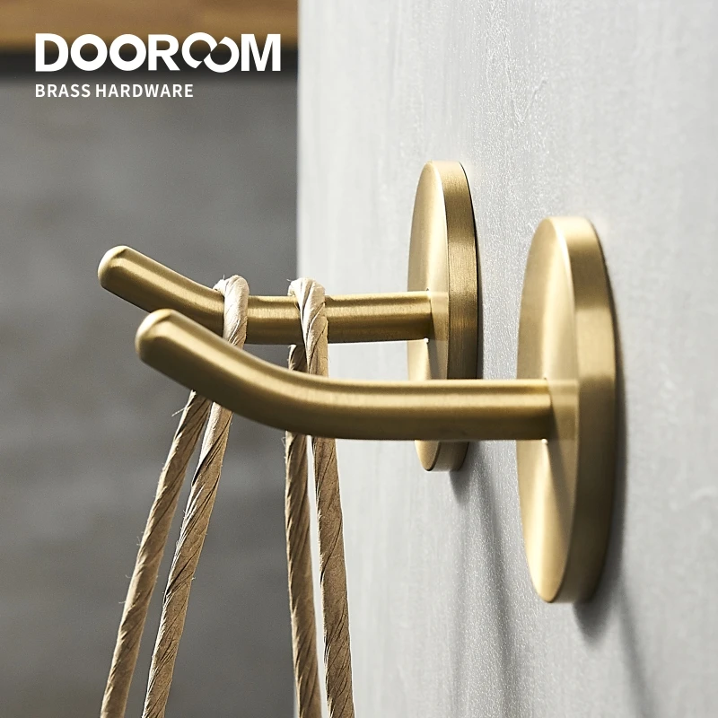 Dooroom Brass Punch Free Bearing Hooks Bathroom Indoor Kitchen Hallway Wall Clothes Hooks Wall Hangings Row Nordic