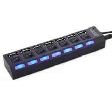 7 Ports usb hub LED USB High Speed 480 Mbps Adapter USB Hub With Power on off Switch For PC Laptop Computer PC Laptop With ON/OF atolla 11 port usb 3 0 extension splitter high speed 5gbps usb hub with individual on off switch for laptop computer tablet