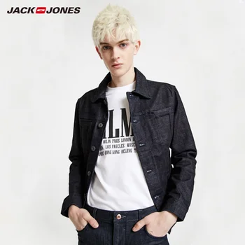 

JackJones Men's Pure Color Spliced Denim Jacket|Streetwear 219157528
