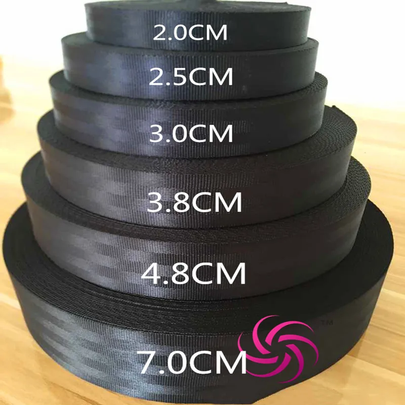 

High-Strength Polyester Car Seat Belt, Backpack Strap Binding, Black and White Braided Belt, 2-7.5cm Width