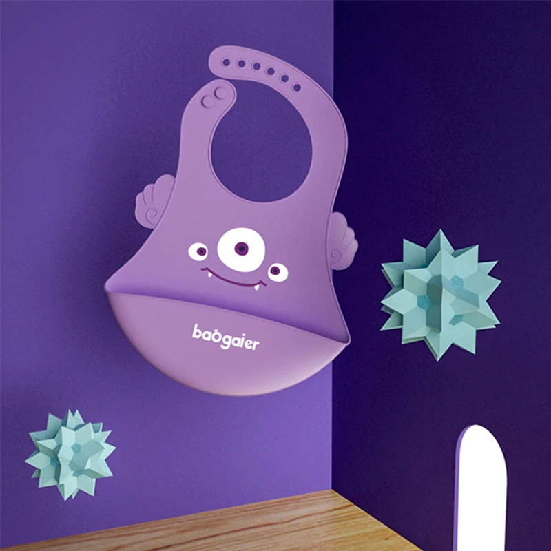 demon purple Детские нагрудники, Регулируемый Детский шарф для кормления, бандана, мультяшная ткань, мягкие силиконовые нагрудники, водонепроницаемый детский нагрудник, детский нагрудник с карманами T2264 - Цвет: demon purple